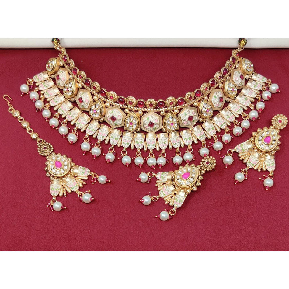 Meenakari Choker in Oxidised Silver | Bridal Jewellery India