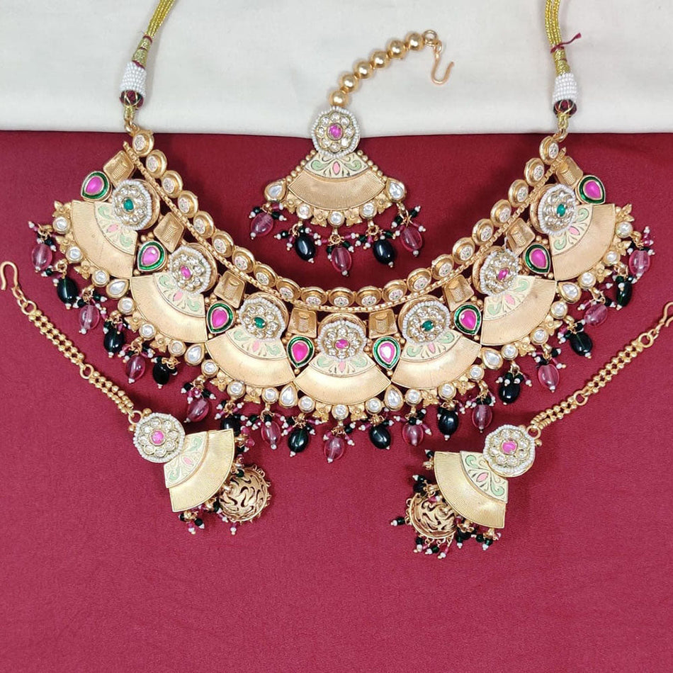 Meenakari Choker Necklace in Sterling Silver | Bridal Jewellery India