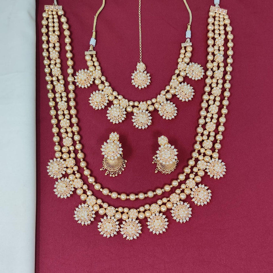 Pearl Necklace Earrings Set in Sterling Silver | Bridal Jewellery India