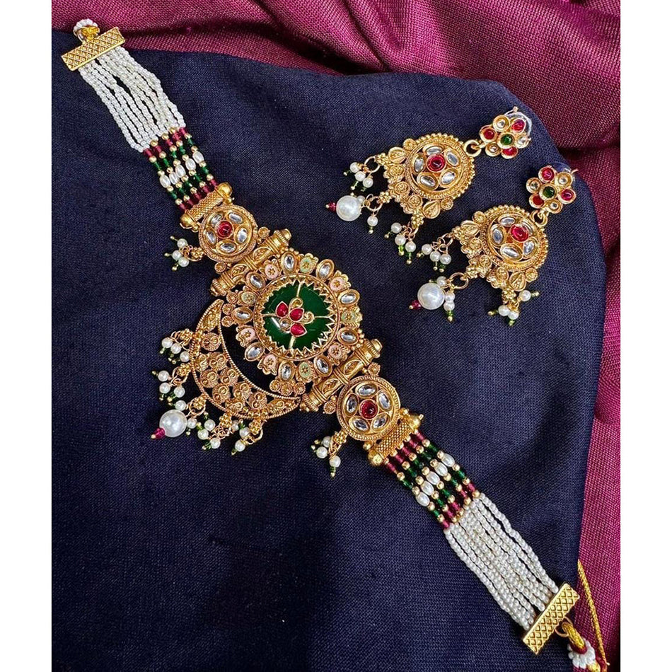 Meenakari Pearl Choker in Sterling Silver | Bridal Jewellery India