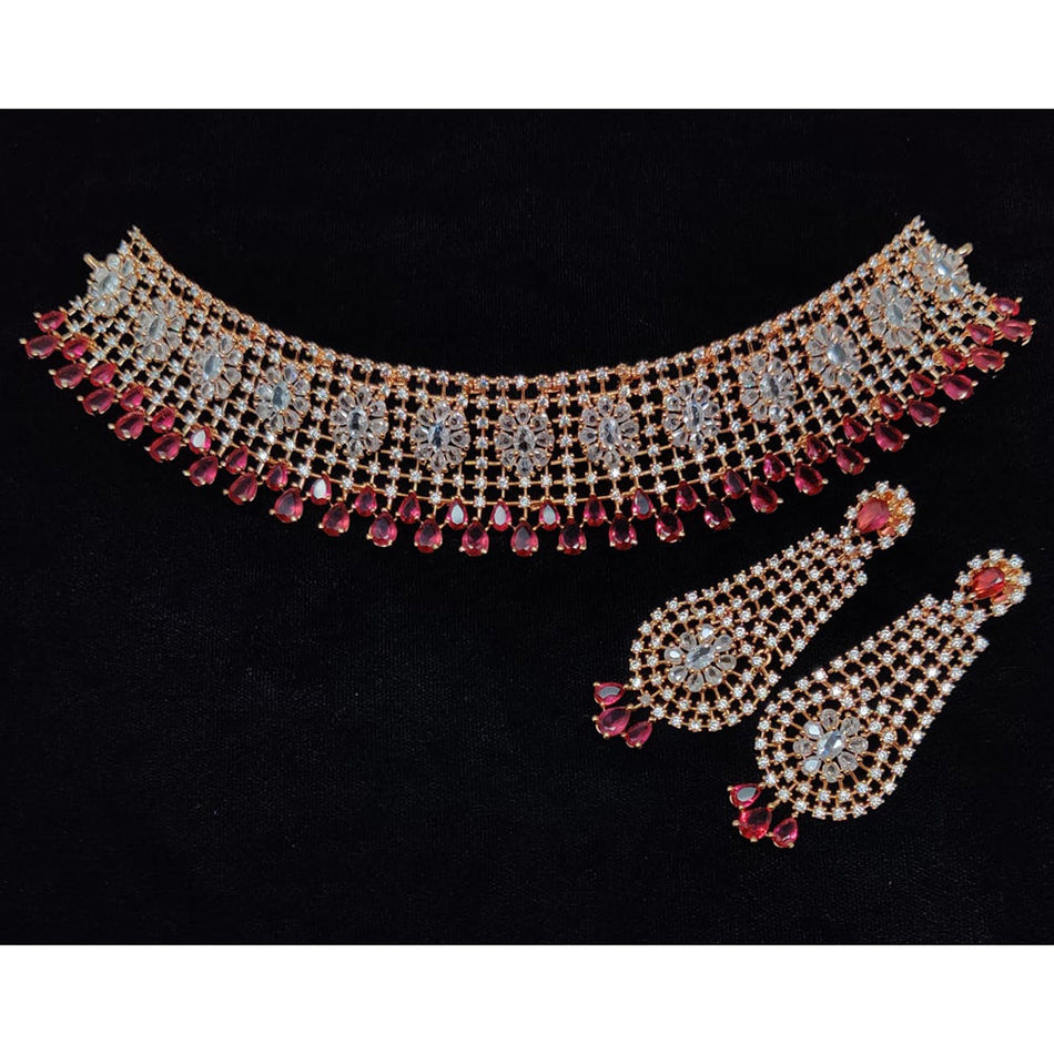 Rose Gold Plated Choker Necklace for Bride | Bridal Jewellery India