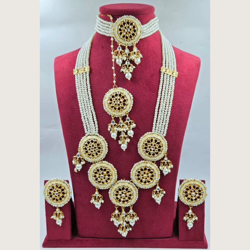 Kundan Double Necklace in Sterling Silver | Bridal Jewellery India