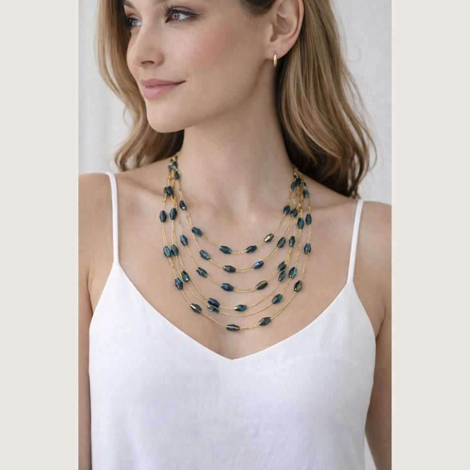 Rose Gold Plated Beaded Necklace | Bridal Jewellery India