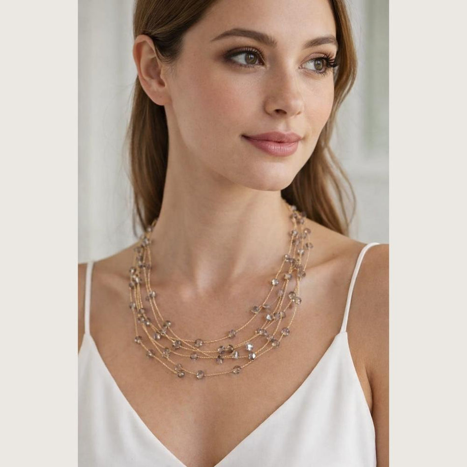 Rose Gold Plated Beaded Necklace for Wedding | Bridal Jewellery India