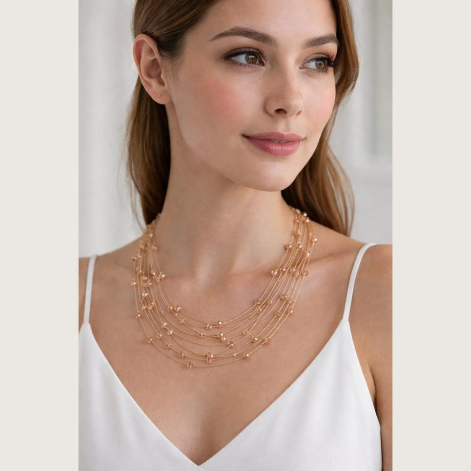 Rose Gold Plated Kundan Necklace for Bridal Wear | Bridal Jewellery India