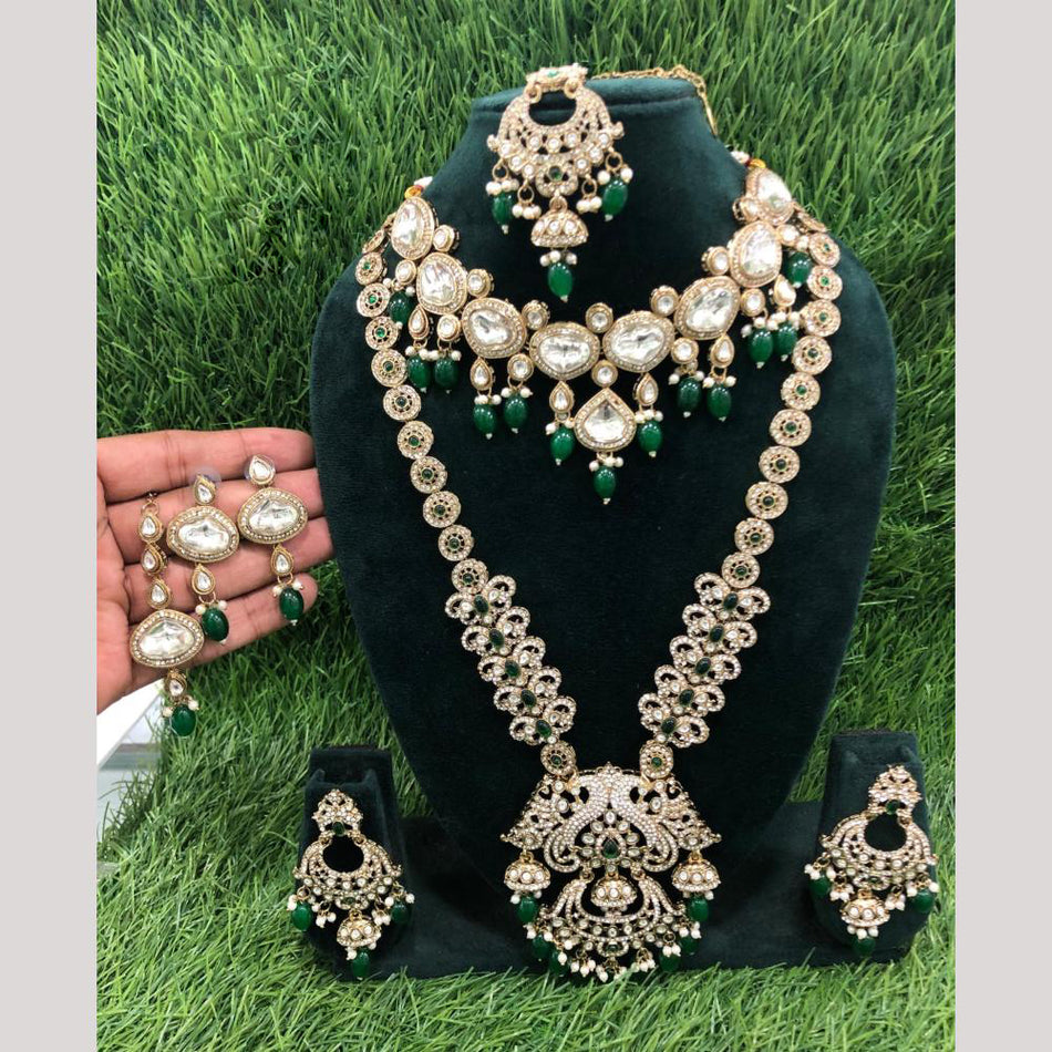 Pota Stone and Pearl Necklace in Sterling Silver | Bridal Jewellery India