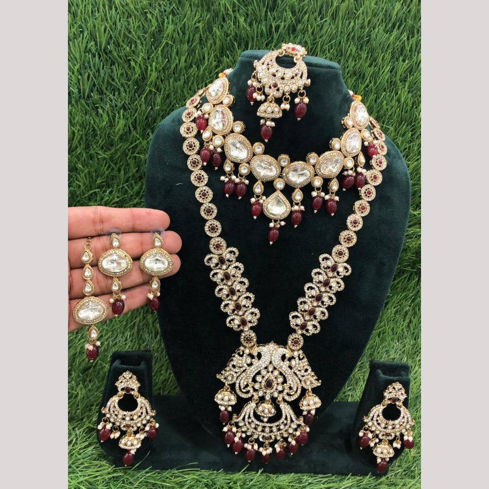 Pota Stone and Pearl Necklace in Sterling Silver | Bridal Jewellery India