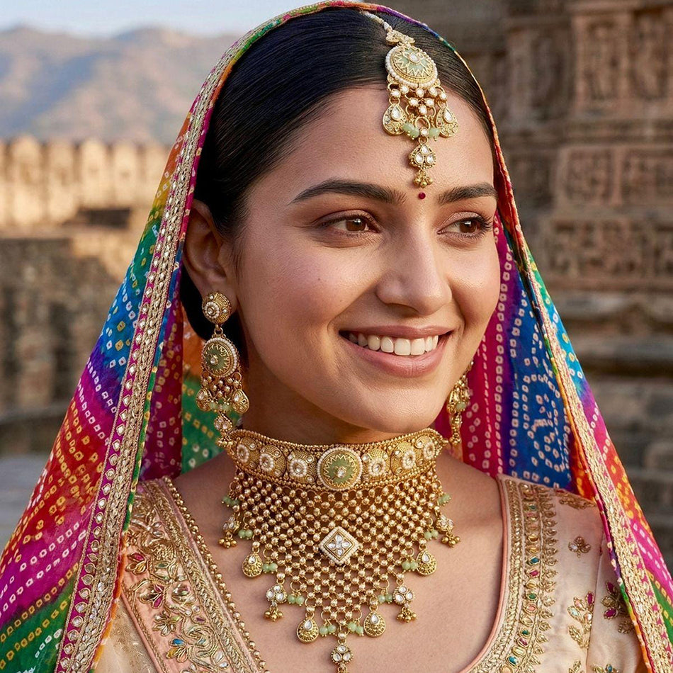 Kundan Choker Necklace in Platinum for Bridal Wear | Bridal Jewellery India