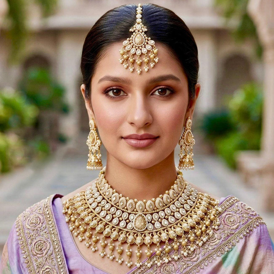 Pearl Pota Choker in Gold Tone | Bridal Jewellery India