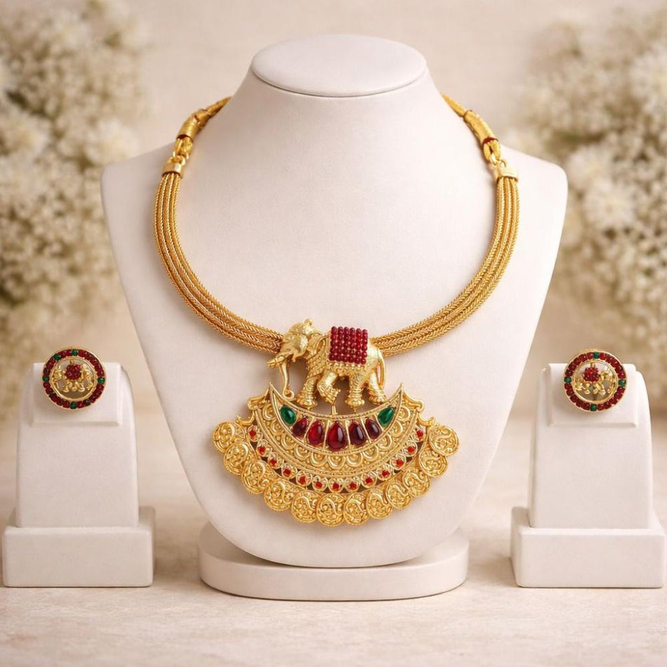 Pota Stone Necklace in Sterling Silver | Bridal Jewellery India