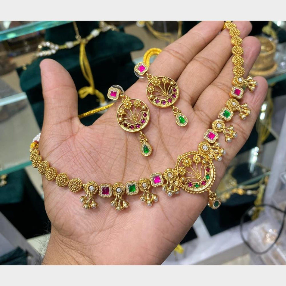 Pota Stone Choker in Rose Gold Plated | Bridal Jewellery India