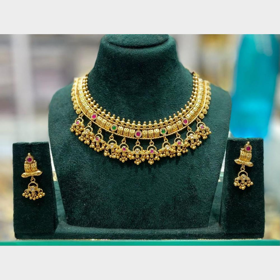 Pota Stone Necklace in Gold Tone | Bridal Jewellery India