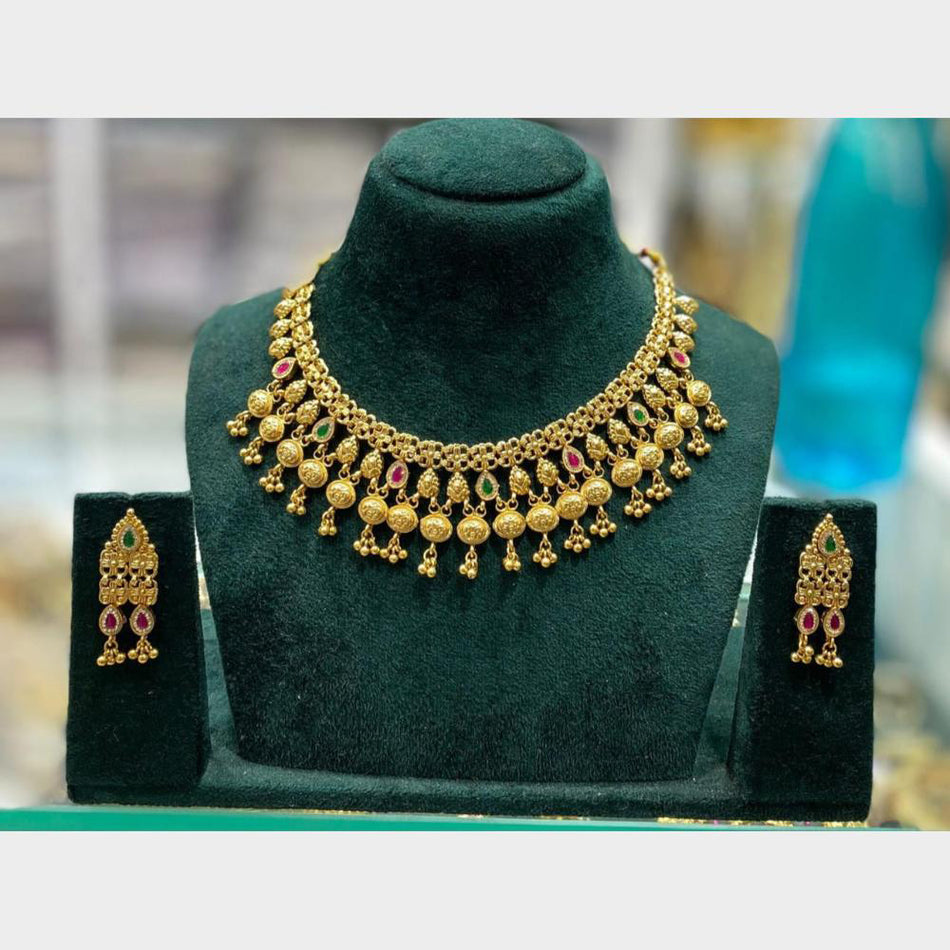Pota Stone Bead Necklace in Gold Tone | Bridal Jewellery India