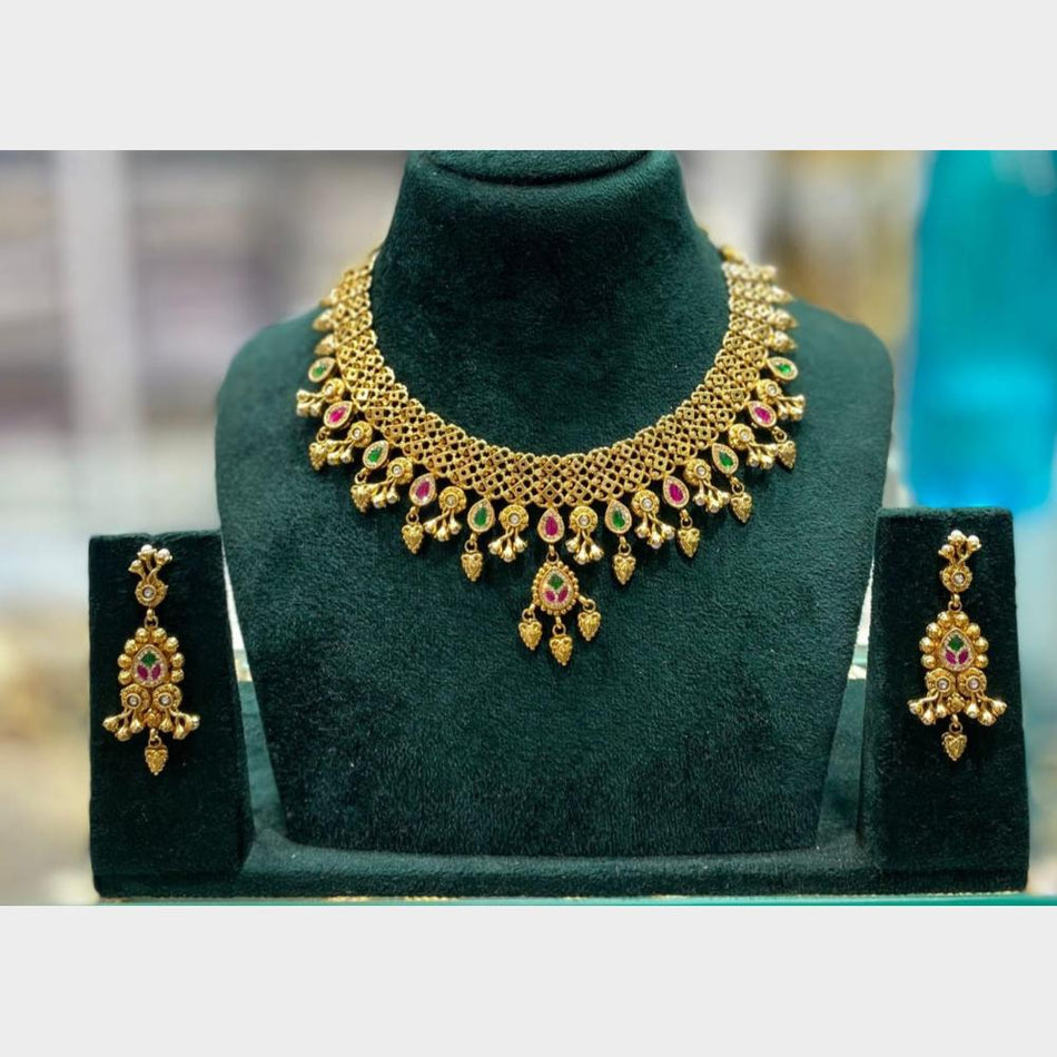 Pota Stone Necklace in Gold Tone | Bridal Jewellery India
