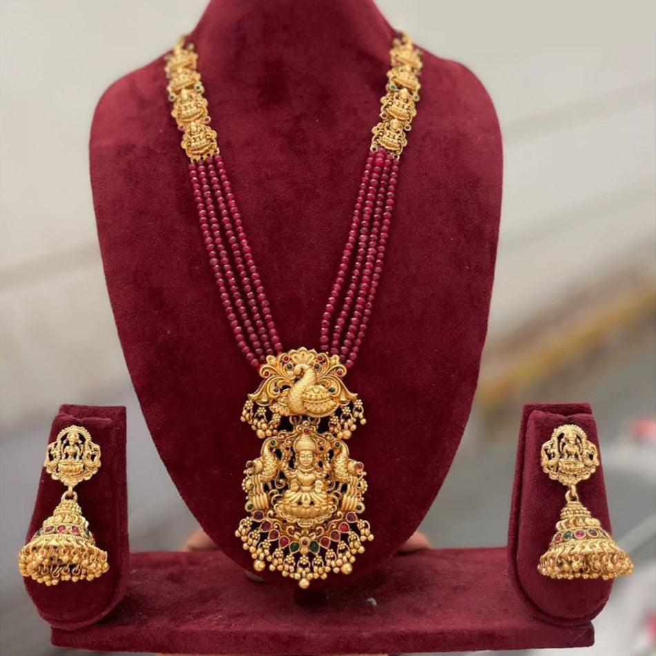 Pota Stone Pearl Necklace in Gold Tone | Bridal Jewellery India