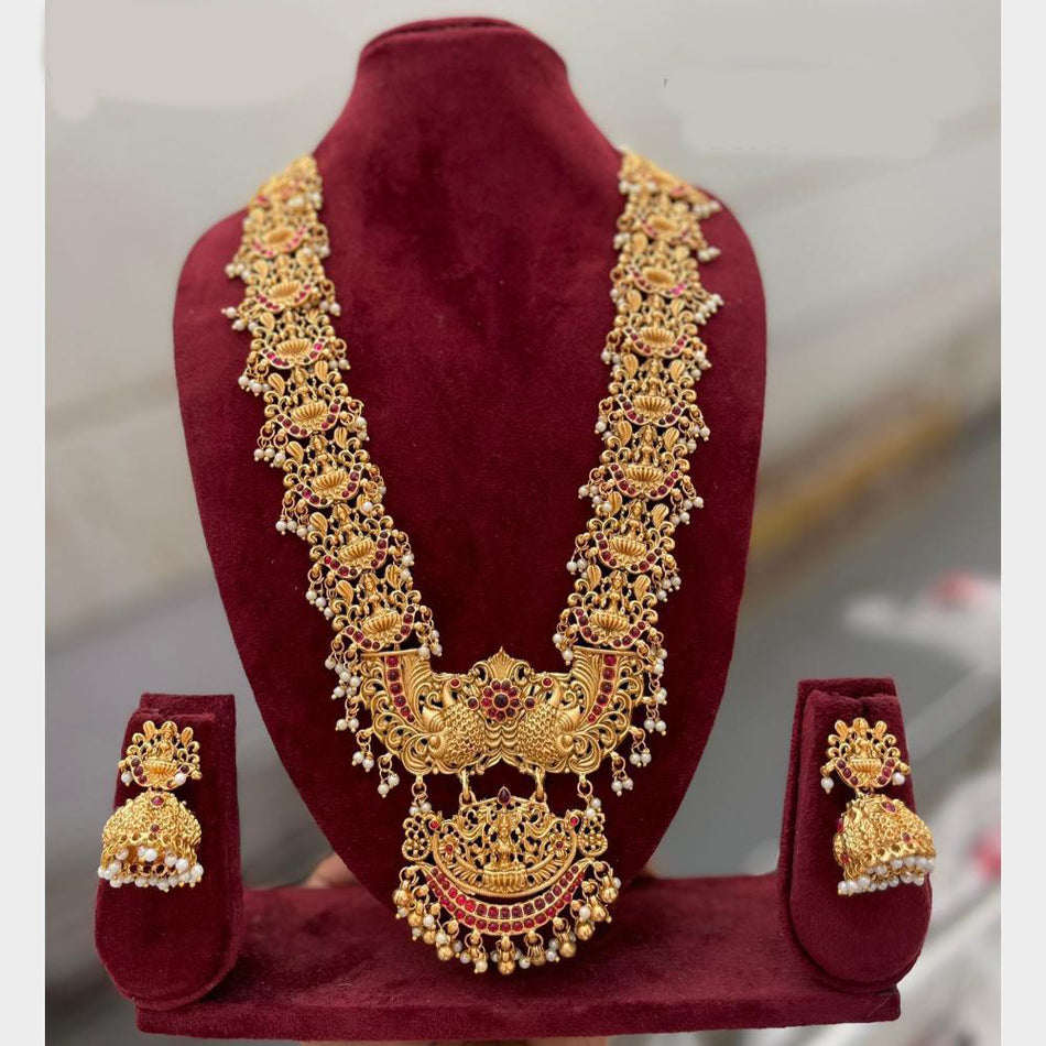 Pota Stone Pearl Necklace in Gold Tone | Bridal Jewellery India