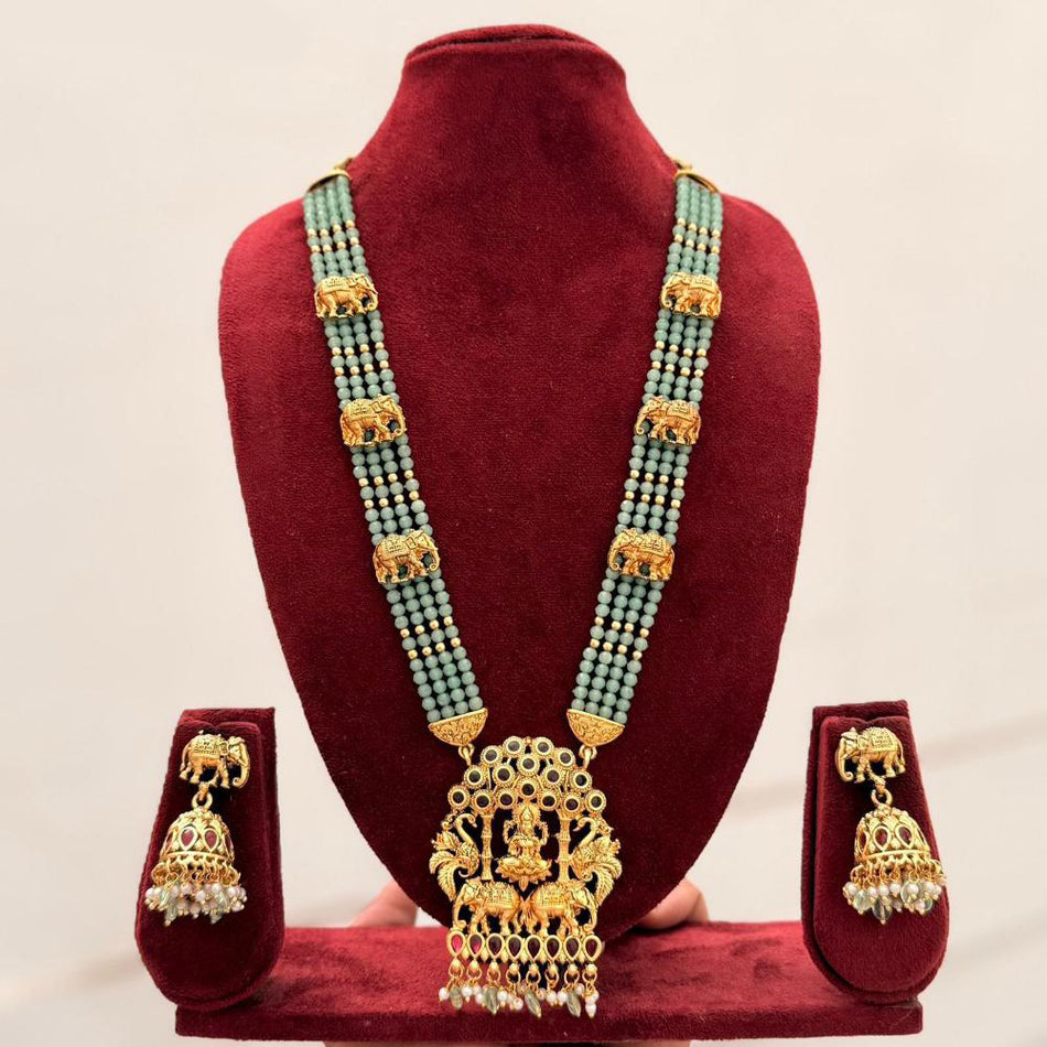 Pota Stone   Pearl Necklace in Sterling Silver | Bridal Jewellery India