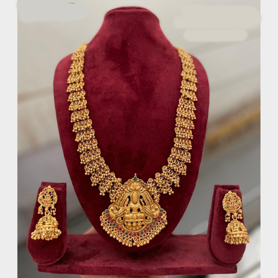 Pota Stone   Pearl Necklace in Oxidised Silver | Bridal Jewellery India