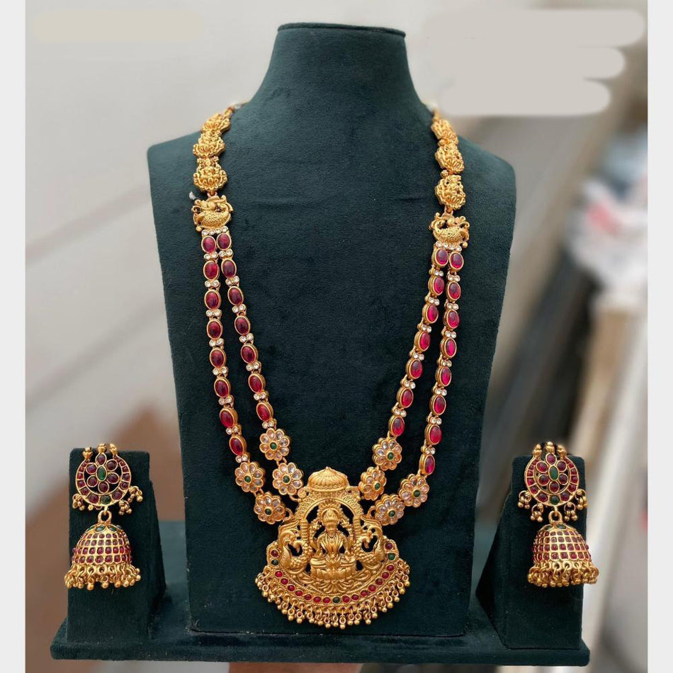 Pota Stone   Pearl Necklace in Oxidised Silver | Bridal Jewellery India