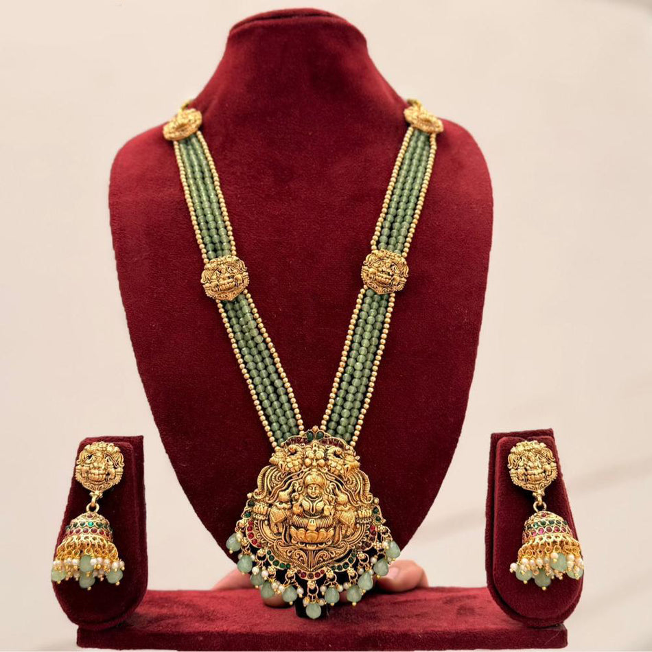 Pota Stone Pearl Necklace in Gold Tone | Bridal Jewellery India