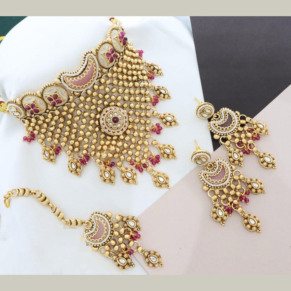 Kundan Choker Necklace in Sterling Silver | Bridal Jewellery India