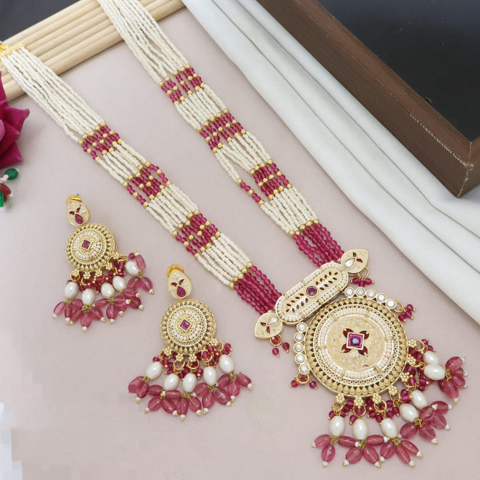 Kundan Necklace in Rose Gold Plated | Bridal Jewellery India
