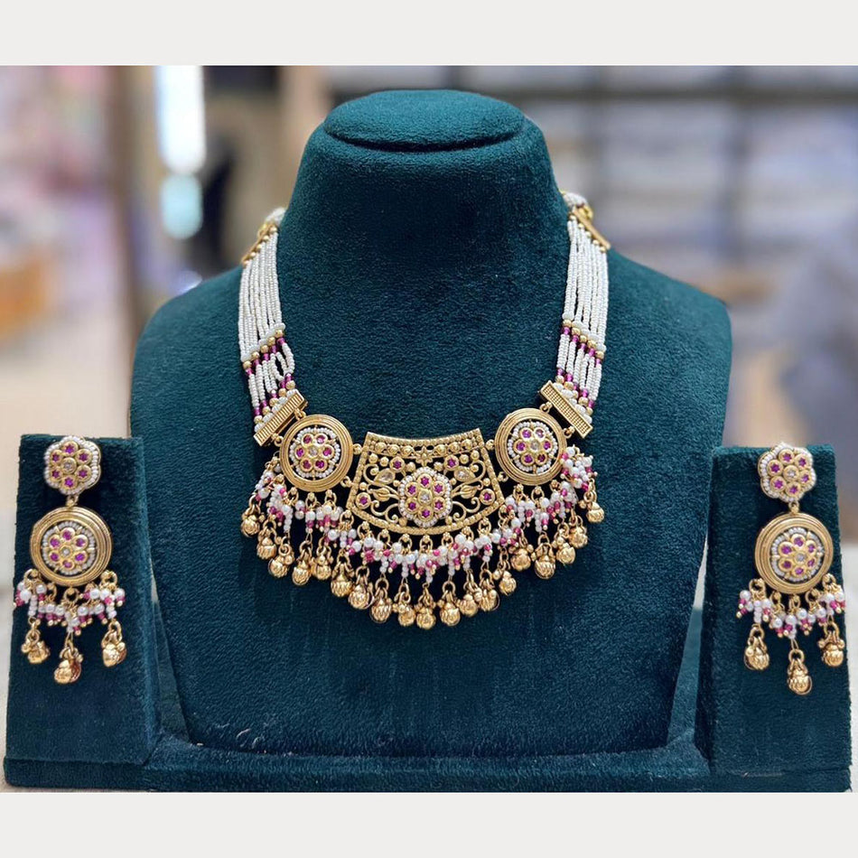 Pearl Pota Necklace in Gold Tone | Bridal Jewellery India
