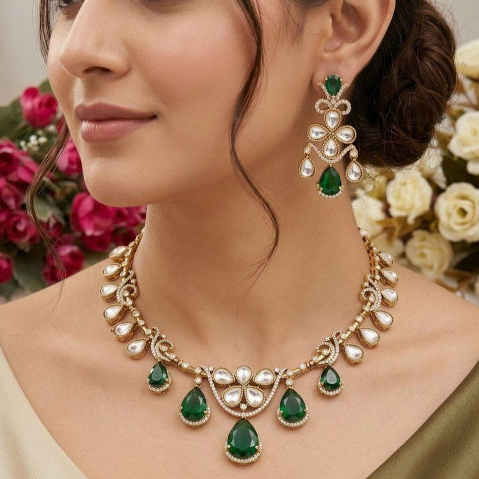 Royal Crystal Stone Choker Necklace for Bridal Wear | Bridal Jewellery India