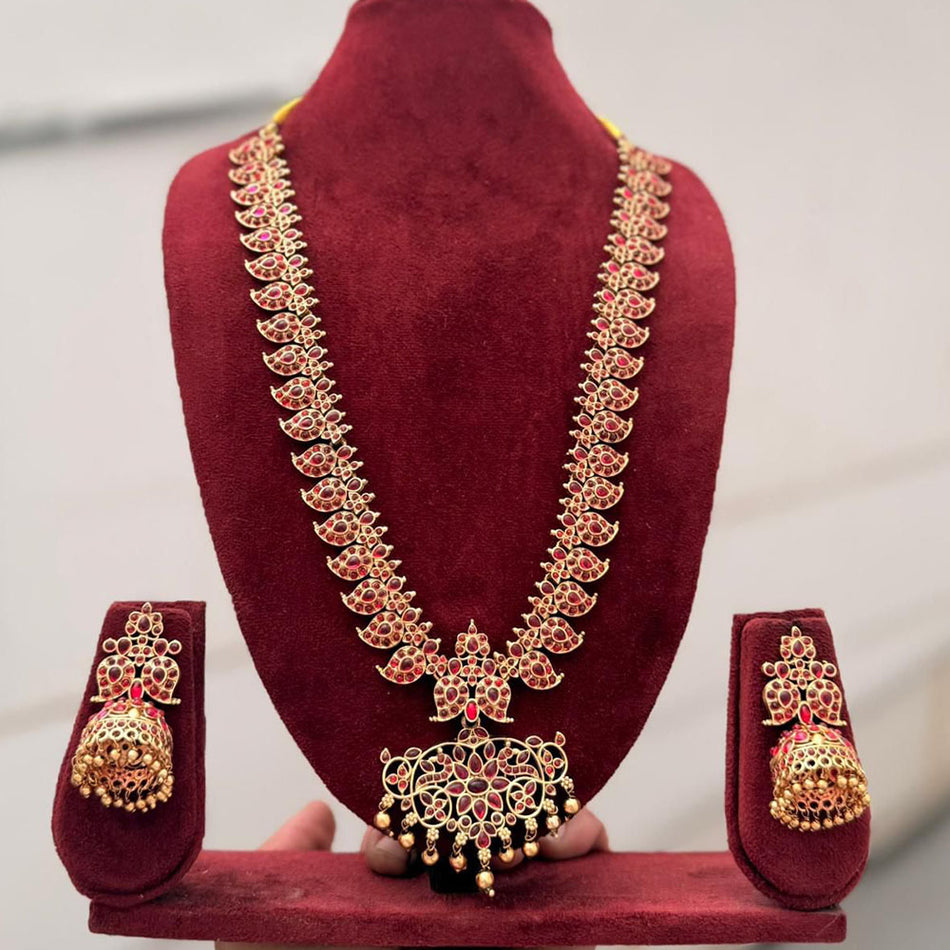 Pota Stone Pearl Necklace in Silver | Bridal Jewellery India