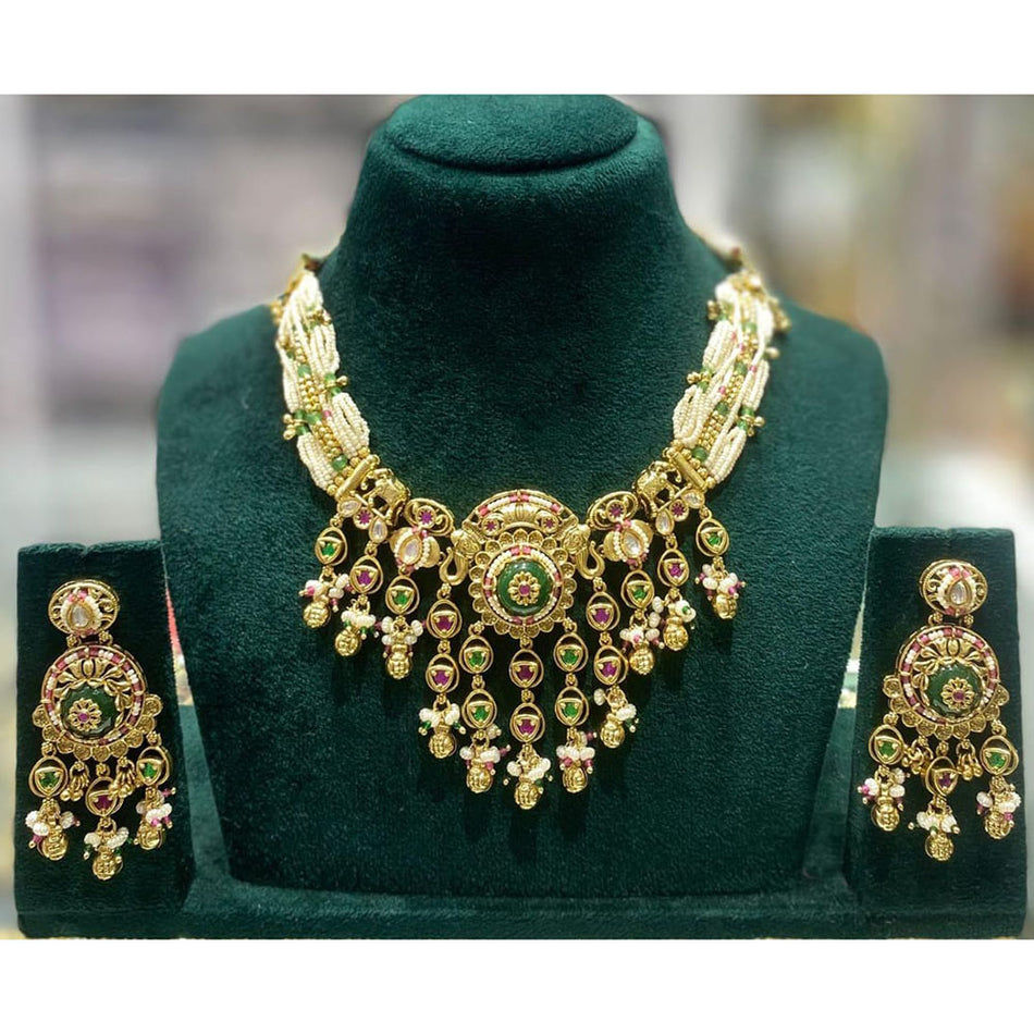 Pota Stone Choker in Gold Tone for Bride | Bridal Jewellery India