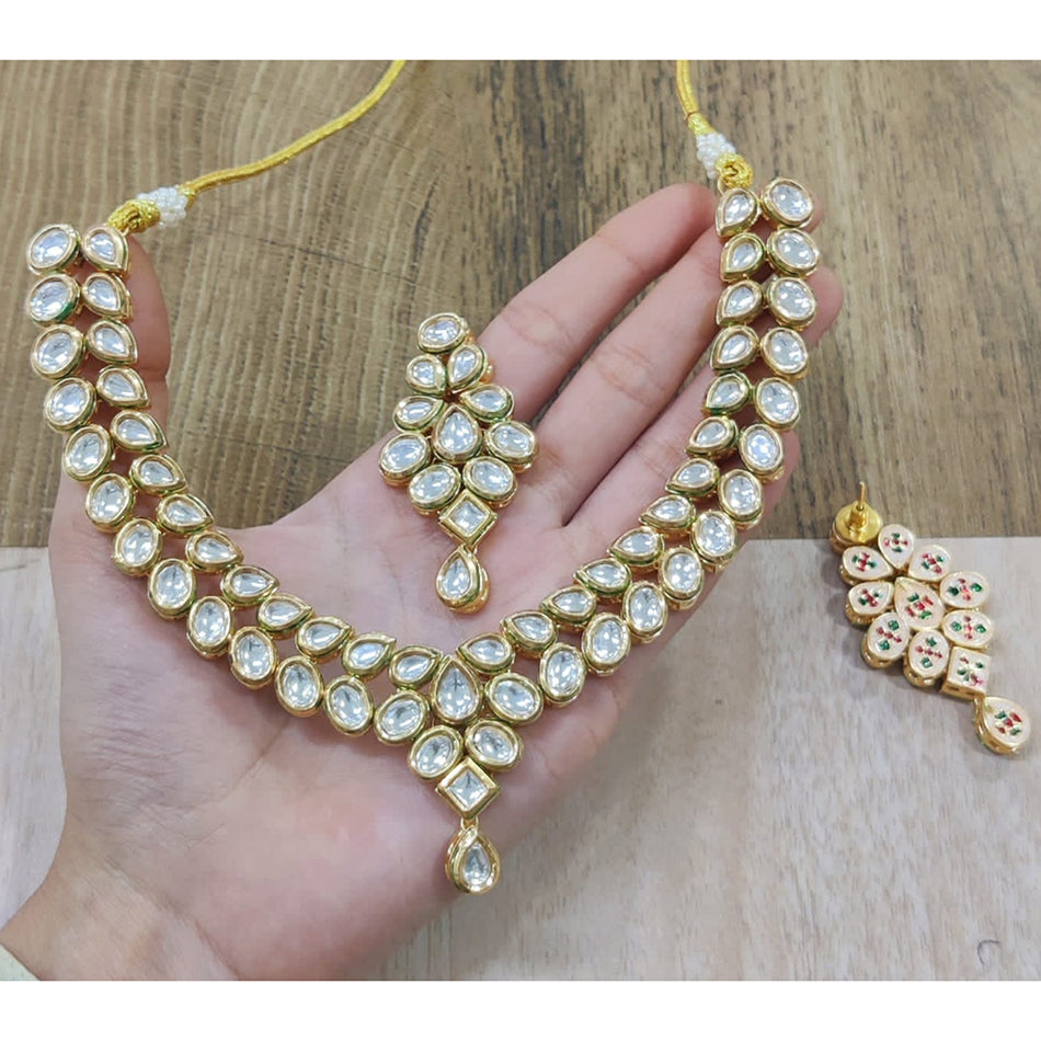 Kundan Choker Necklace in Rose Gold Plated | Bridal Jewellery India