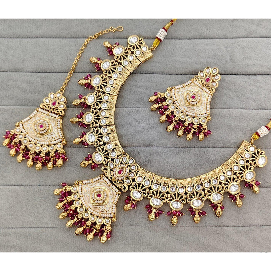Meenakari Necklace in Sterling Silver | Bridal Jewellery India