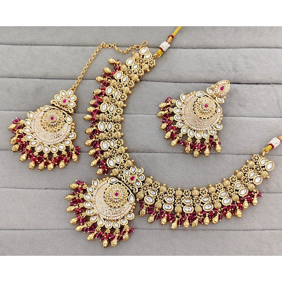 Meenakari Necklace in Rose Gold Plated | Bridal Jewellery India