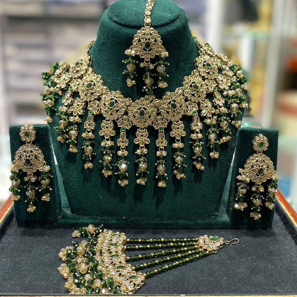 Crystal Necklace with Pearls in Silver | Bridal Jewellery India