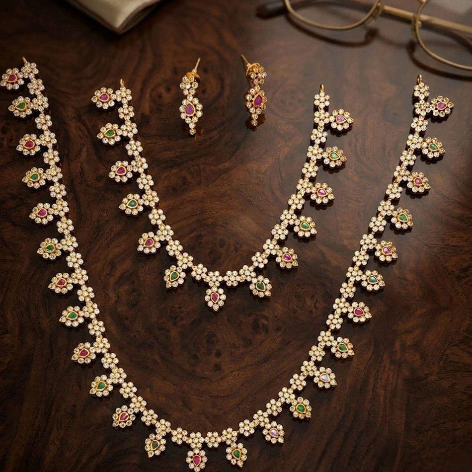 Pota Stone Necklace in Gold Tone | Bridal Jewellery India