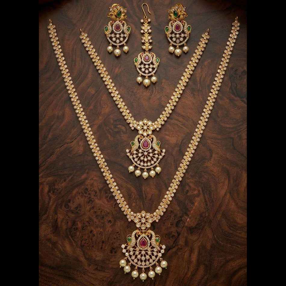 Pota Stone and Pearl Necklace in Rose Gold Plated | Bridal Jewellery India