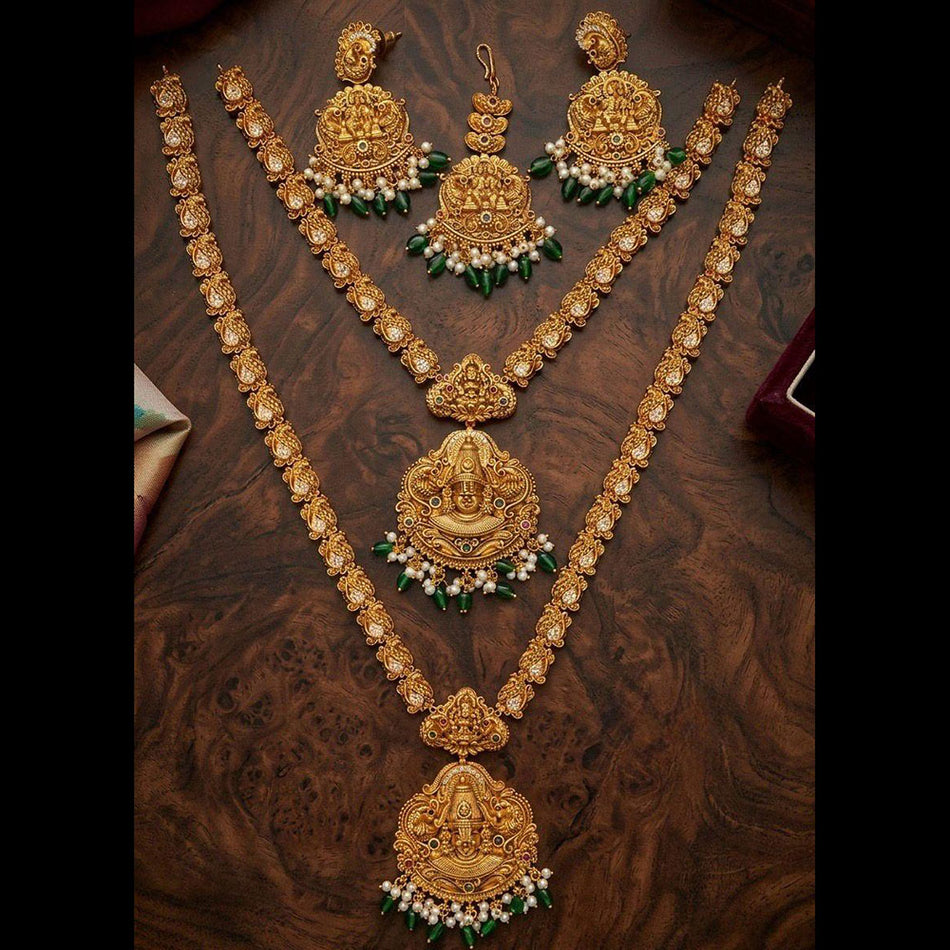 Double Pearl Necklace in Rose Gold Plated | Bridal Jewellery India