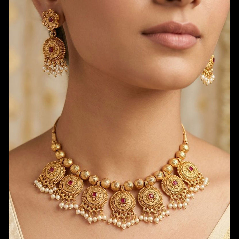Pearl Choker Necklace in Silver | Bridal Jewellery India