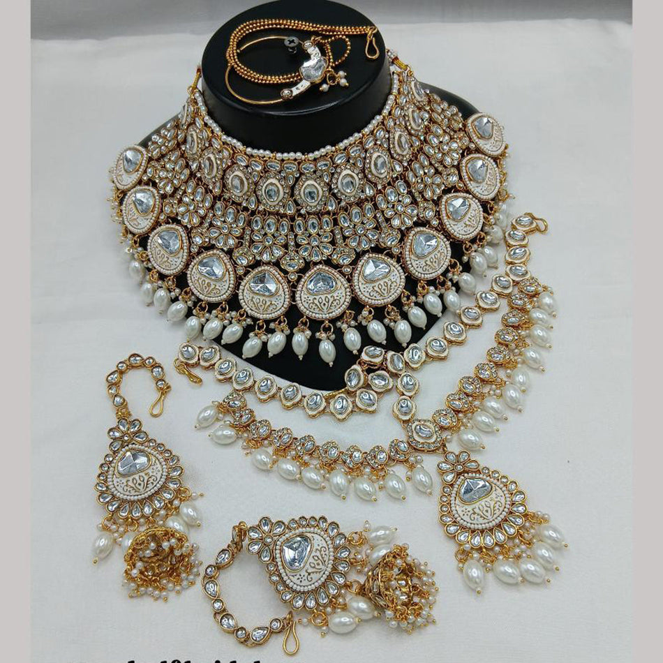 Kundan Necklace in Gold Plated with Meenakari Detail | Bridal Jewellery India