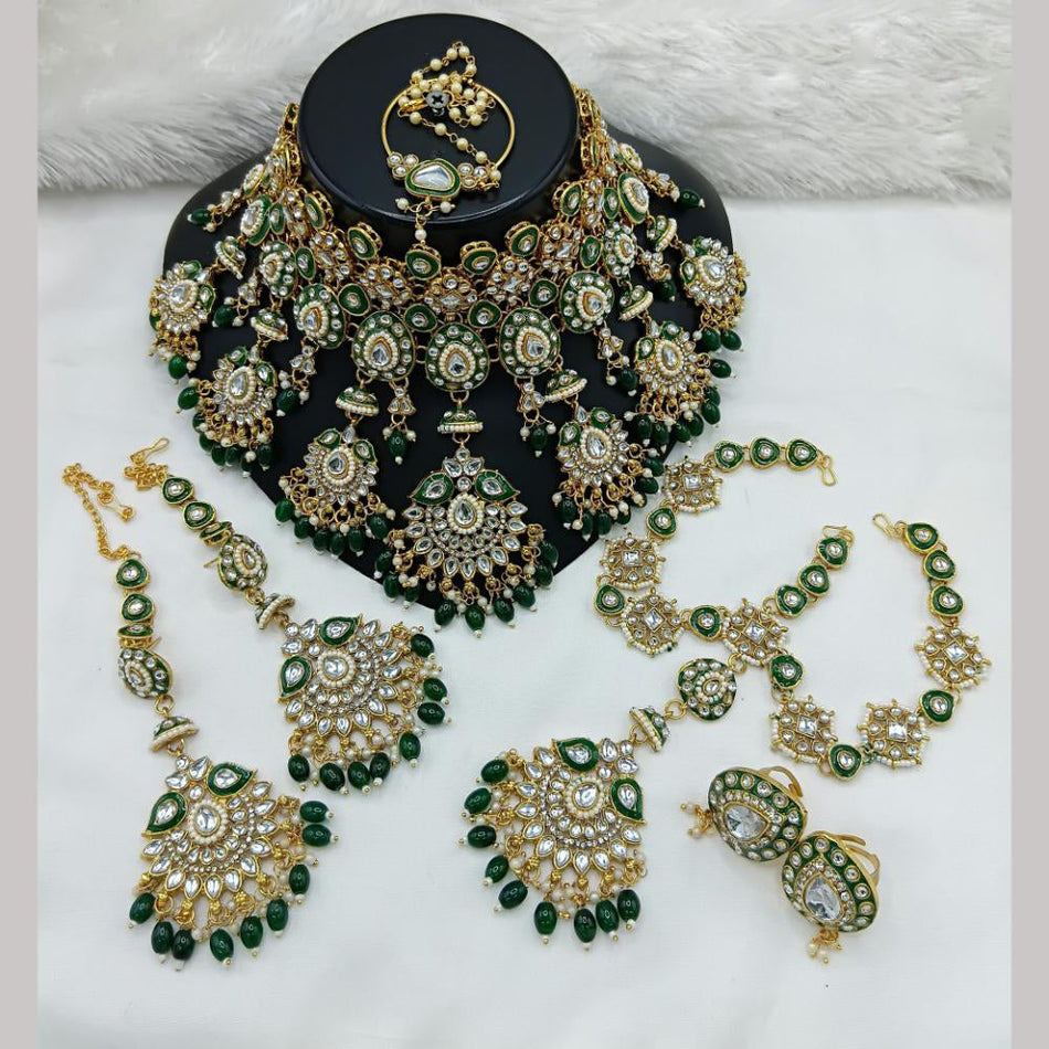 Kundan Necklace in Gold Plated with Meenakari Details | Bridal Jewellery India