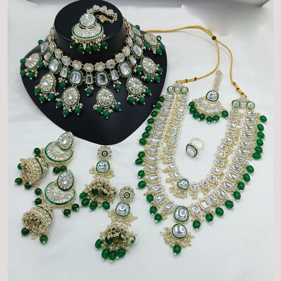 Kundan Necklace in Gold Plated with Meenakari Details | Bridal Jewellery India