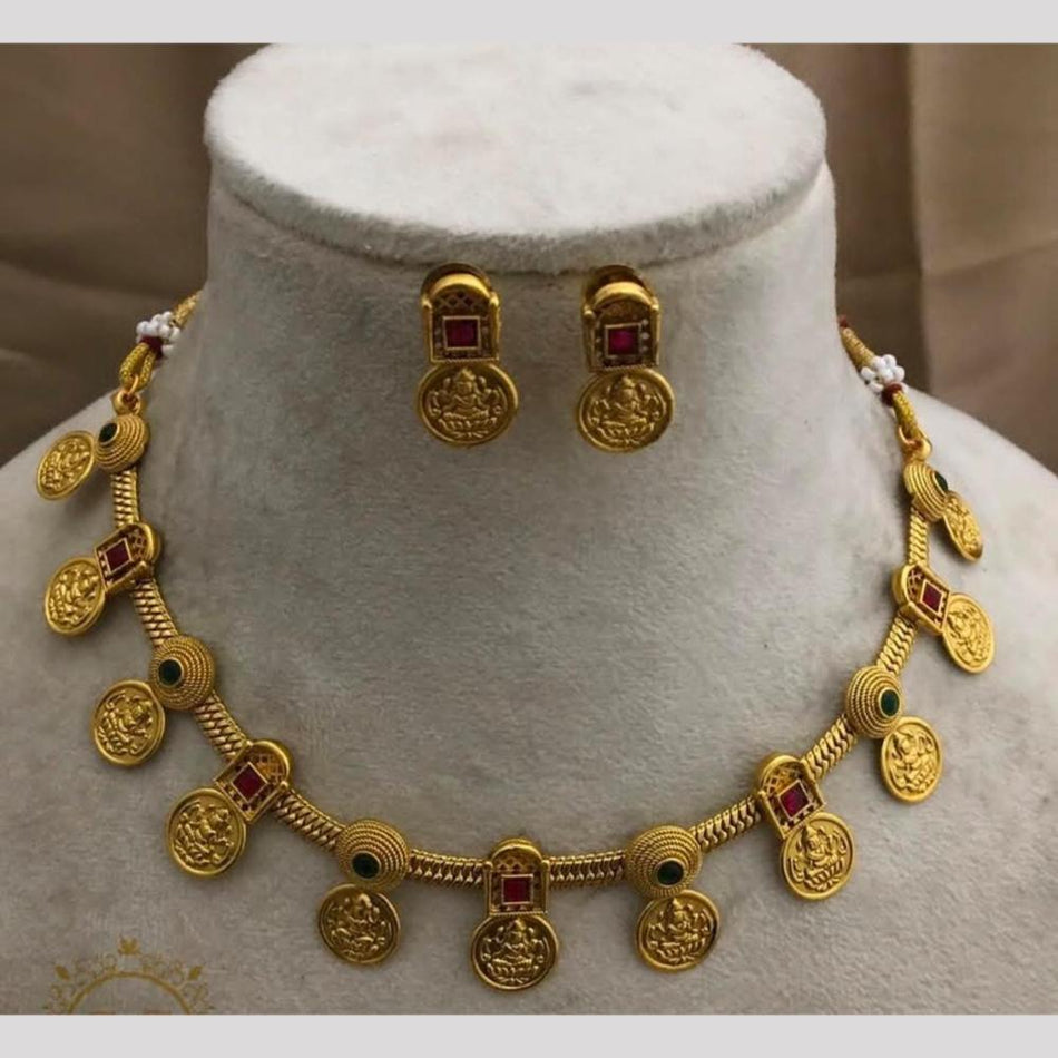 Gold Toned Pota Necklace for Goddess Lakshmi | Bridal Jewellery India