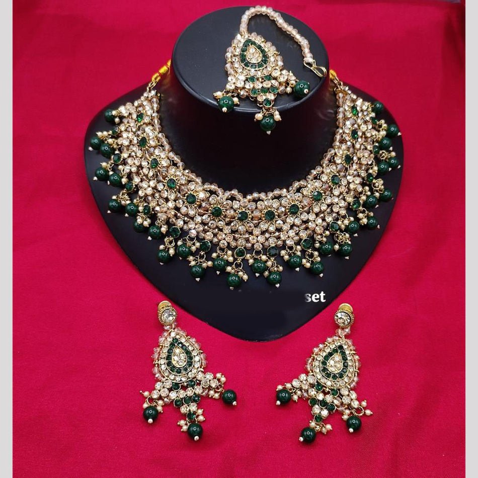 Crystal Necklace in 14K Gold Plated | Bridal Jewellery India