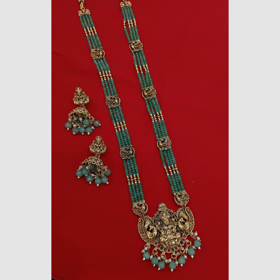 Pota Stone Temple Necklace in Gold Tone | Bridal Jewellery India