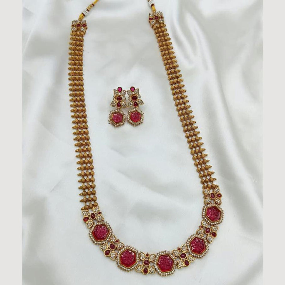 Pota Stone Necklace in Gold Tone | Bridal Jewellery India