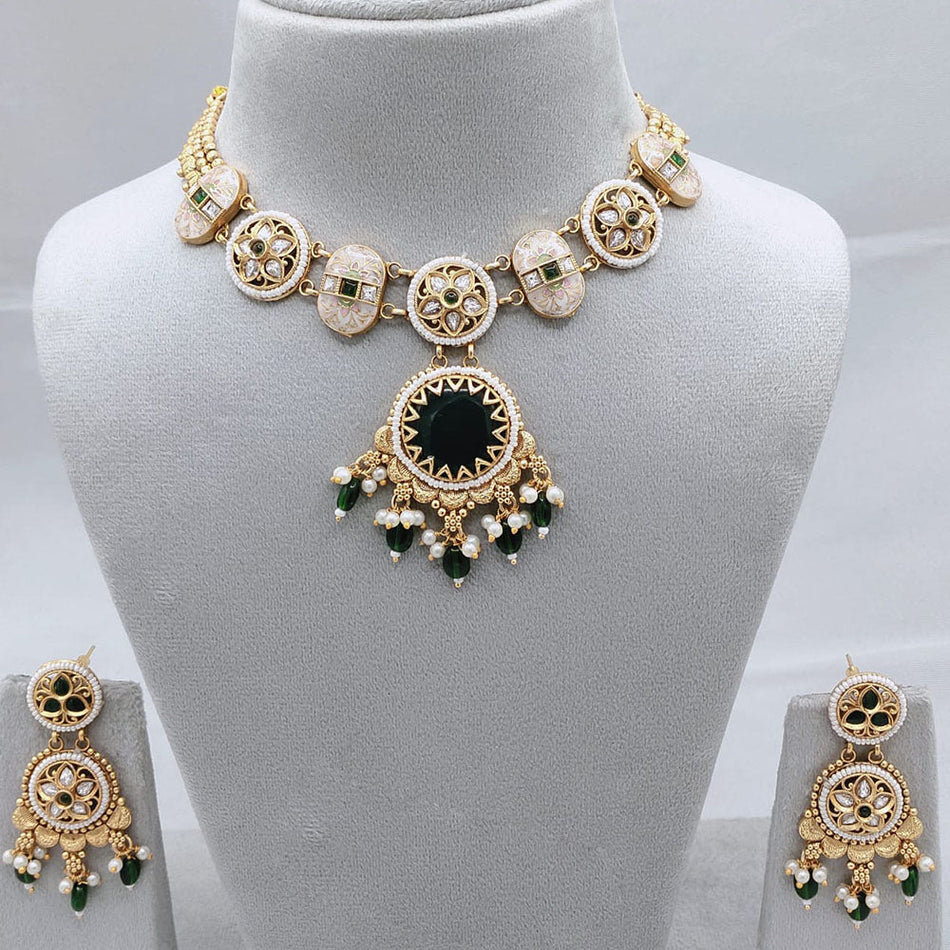 Elegant Rose Gold Plated Charm Necklace | Bridal Jewellery India