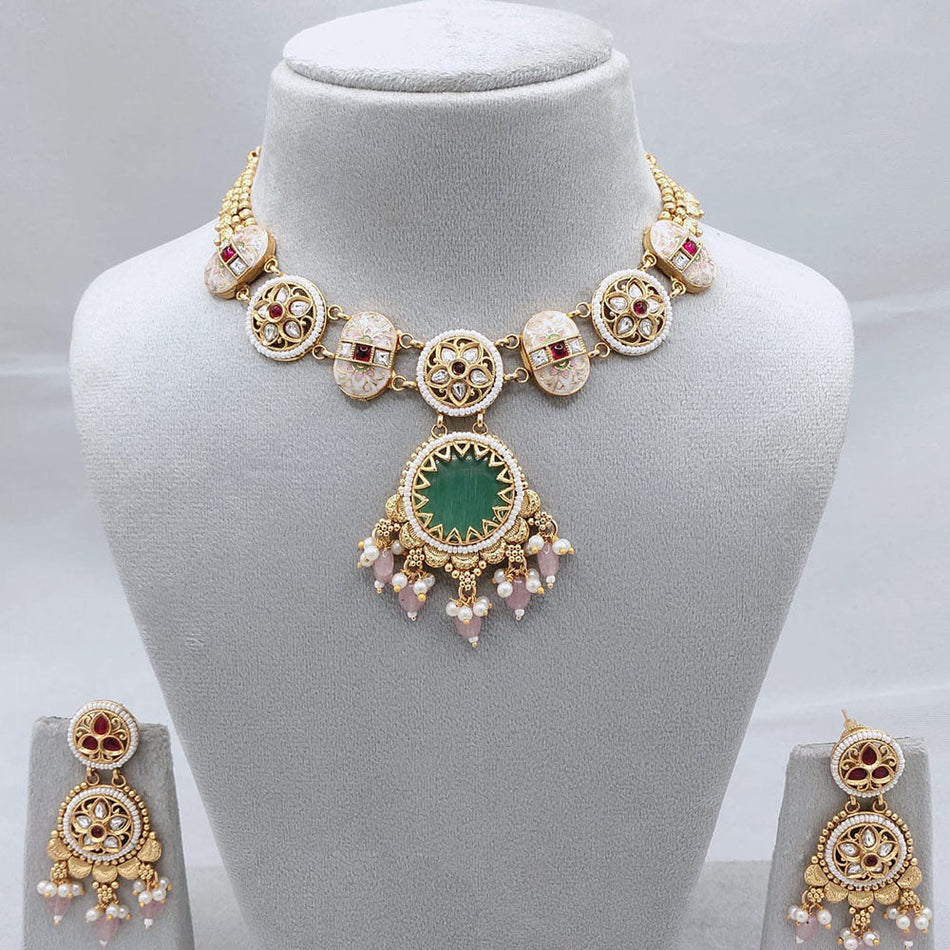 Elegant Rose Gold Plated Charm Necklace | Bridal Jewellery India
