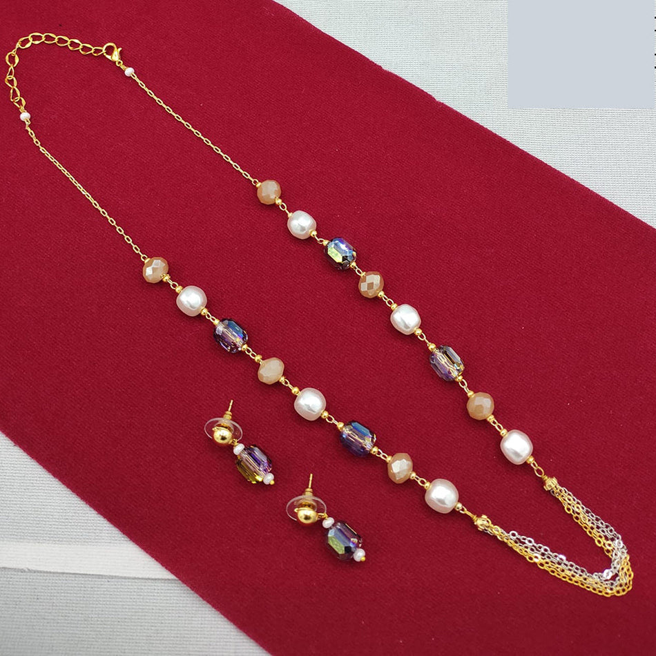Multicolor Glass Beads Necklace Party Silver | Bridal Jewellery India