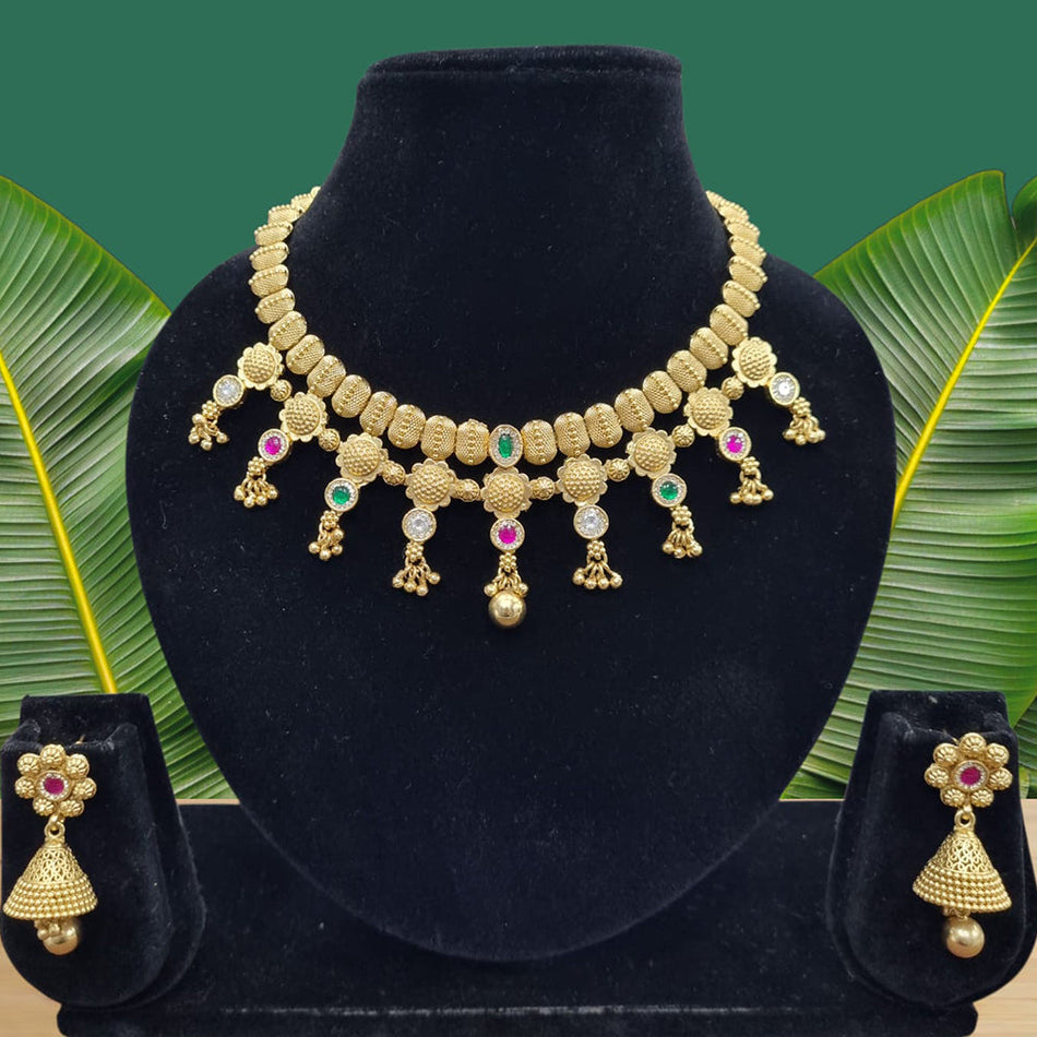 Pota Stone and Pearl Necklace in Sterling Silver | Bridal Jewellery India