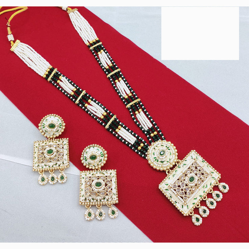 Meenakari Necklace in Gold Plated with Pearl | Bridal Jewellery India